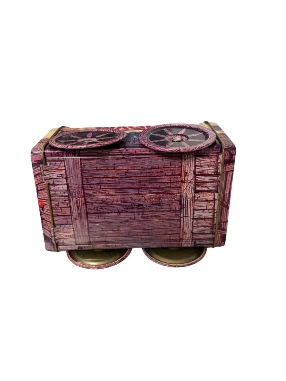 Vintage Giftco Chuck Wagon Tin With Moveable Wheels Western Covered Wagon Candy